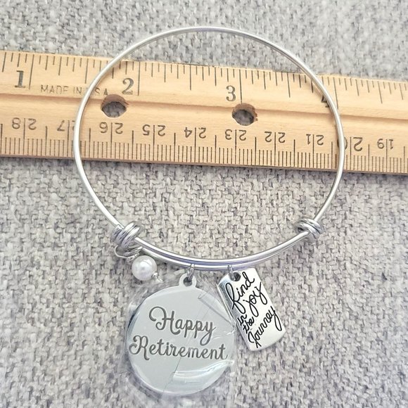 'Happy Retirement' Bracelet with Pearl Bead & "Find Joy in the Journey" Charm - Picture 5 of 8